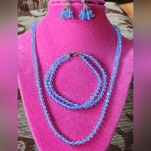 Elegant Blue Preciosa Crystals from the Czech Republic Glass Jewelry Set